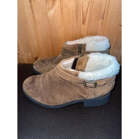 UGG Benson II Brown Leather Side Zip Wool Lined Ankle Boots Women’s Size 8 - Picture 5 of 14